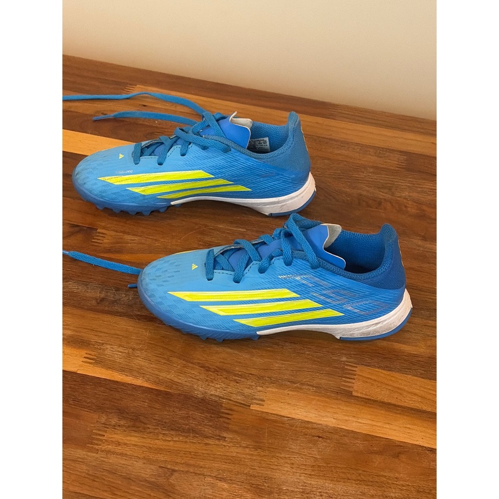 Adidas F50 Club Turf Soccer Shoes Blue Yellow Kids 13K IE0613 Cleats